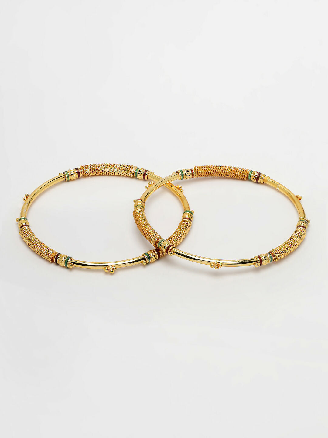 NVR Women's Set of 2 Gold-Plated Handcrafted Traditional Bangles - Distacart