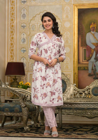 Thumbnail for Partywear Designer Lavender Cotton Stitched Suit With Dupatta - Tanisha - Distacart