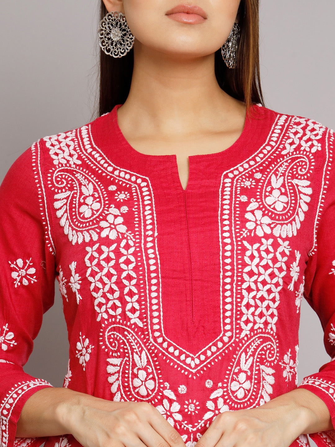 PARAMOUNT CHIKAN Embroidered Chikankari Ethnic Motifs Kurta - Distacart