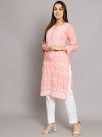 Thumbnail for PARAMOUNT CHIKAN Embroidered Chikankari Ethnic Motifs Kurta - Distacart