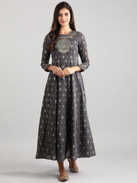 Thumbnail for AURELIA Women Grey Printed Maxi Dress