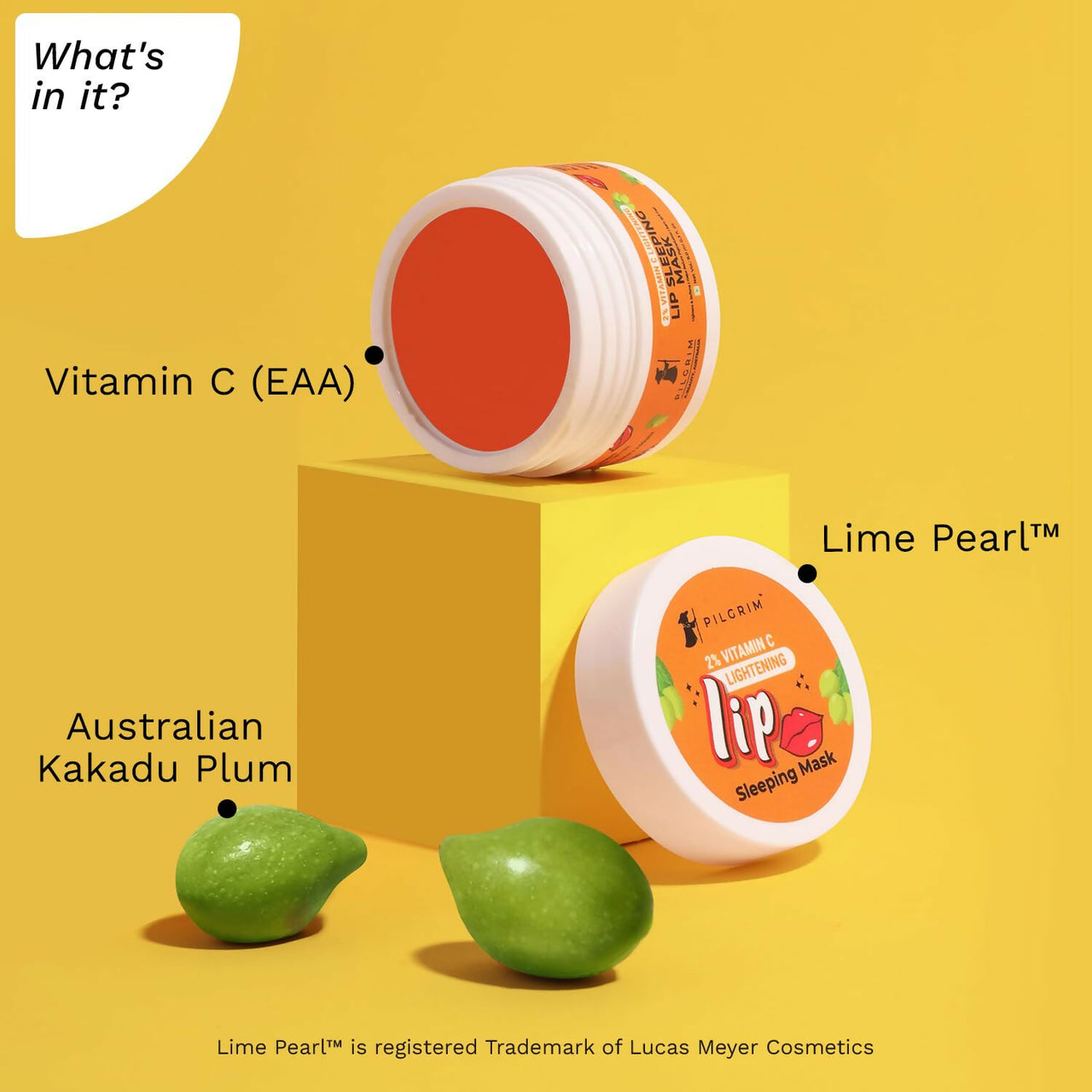 Pilgrim 2% Vitamin C Lightening Lip Sleeping Mask For Glowing Lips with Australian Kakadu Plum & Lime Pearl - Distacart