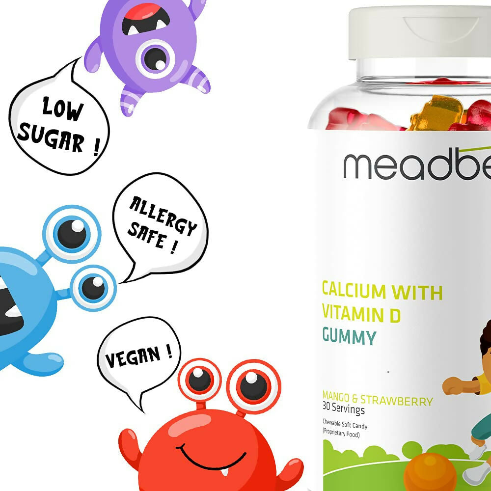 Meadbery Kids Calcium With Vitamin D Gummy - Distacart