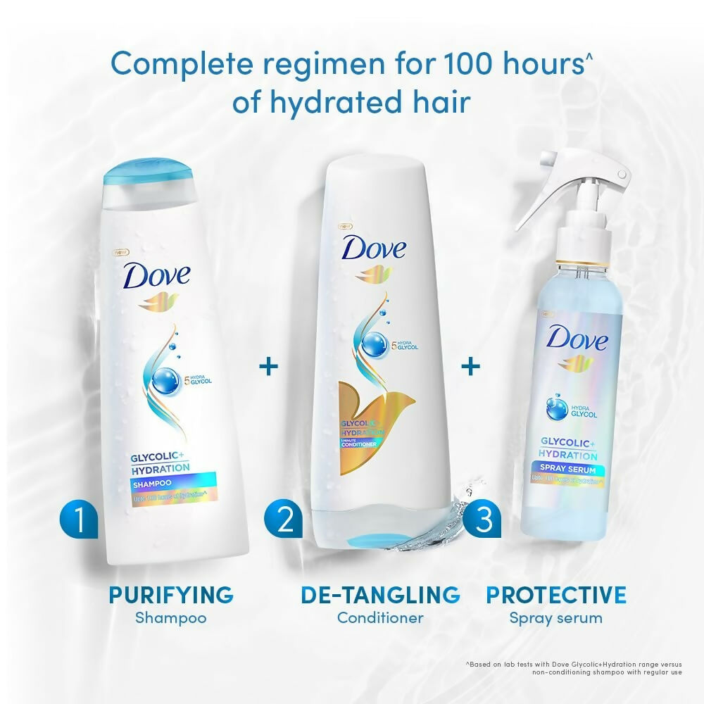 Dove Glycolic + Hydration Conditioner With 5% Hydra-Glycol For Upto 100 Hours Of Hydrated, Fluid Hair