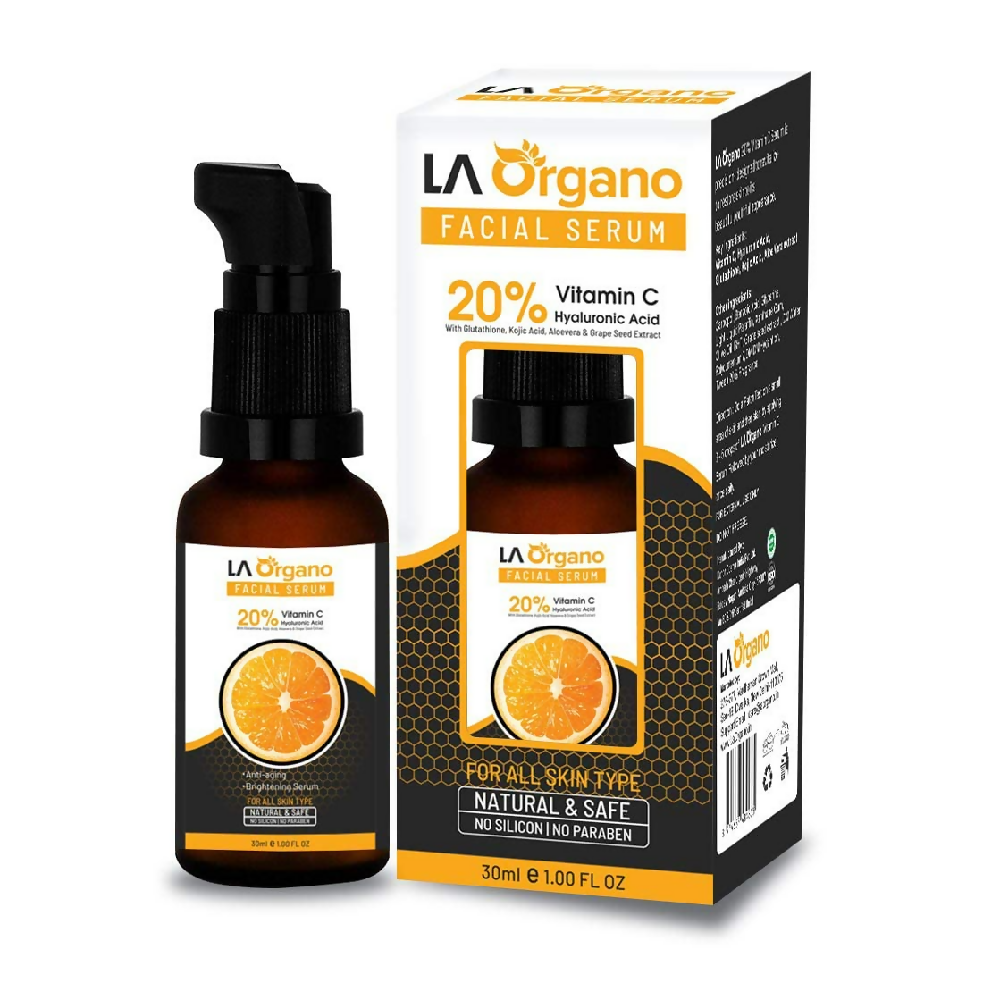 LA Organo Papaya Hydrating Face Gel with Alovera,Vit-E & Vitamin C Serum Combo