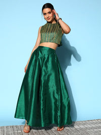 Thumbnail for Ahalyaa Women Green & Gold-Toned Printed Co-ords - Distacart