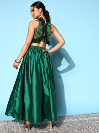 Thumbnail for Ahalyaa Women Green & Gold-Toned Printed Co-ords - Distacart