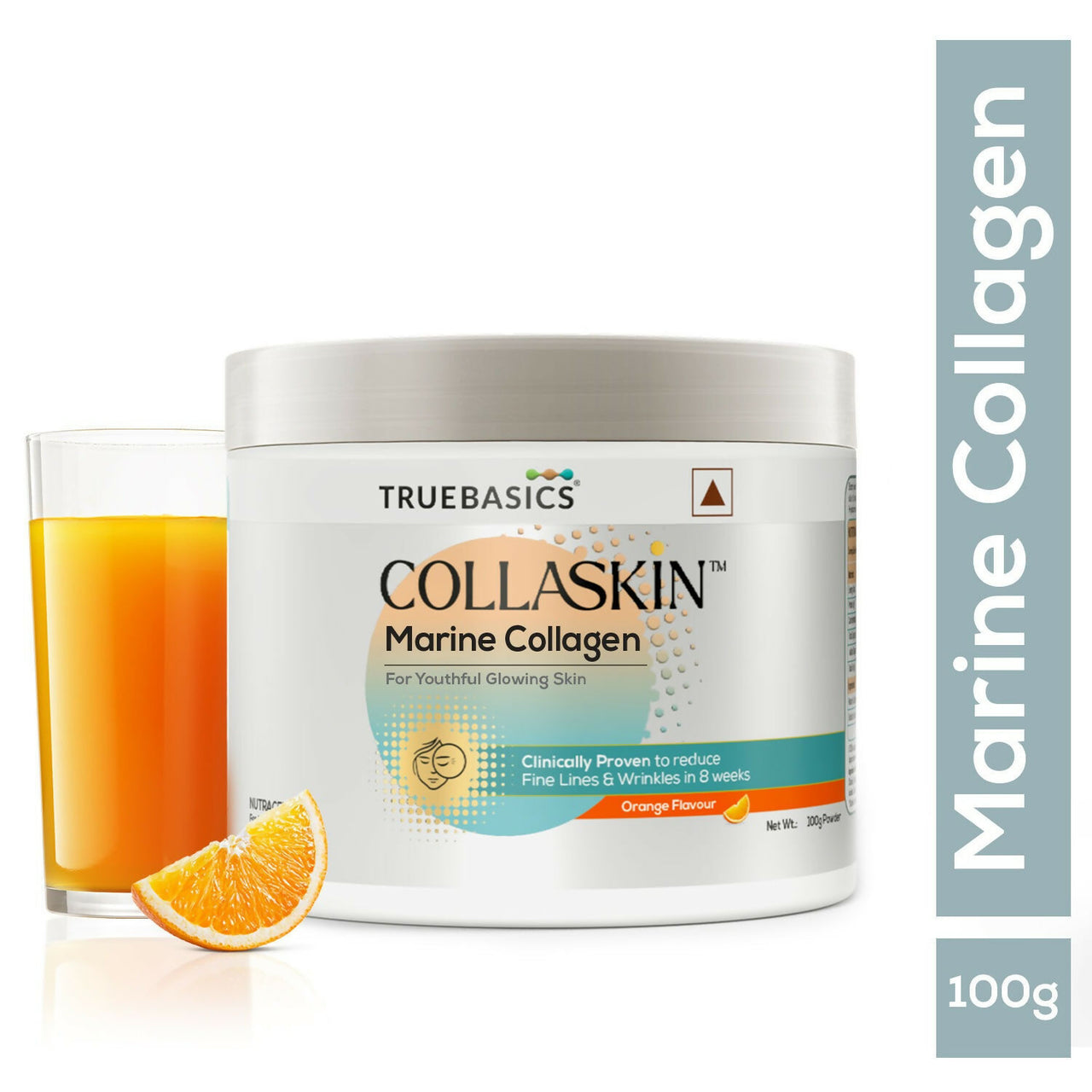 TrueBasics CollaSkin, Marine Collagen Peptides for Youthful Glowing Skin - Orange - Distacart