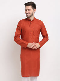 Thumbnail for Jompers Men's Solid Cotton Kurta - Brown - Distacart