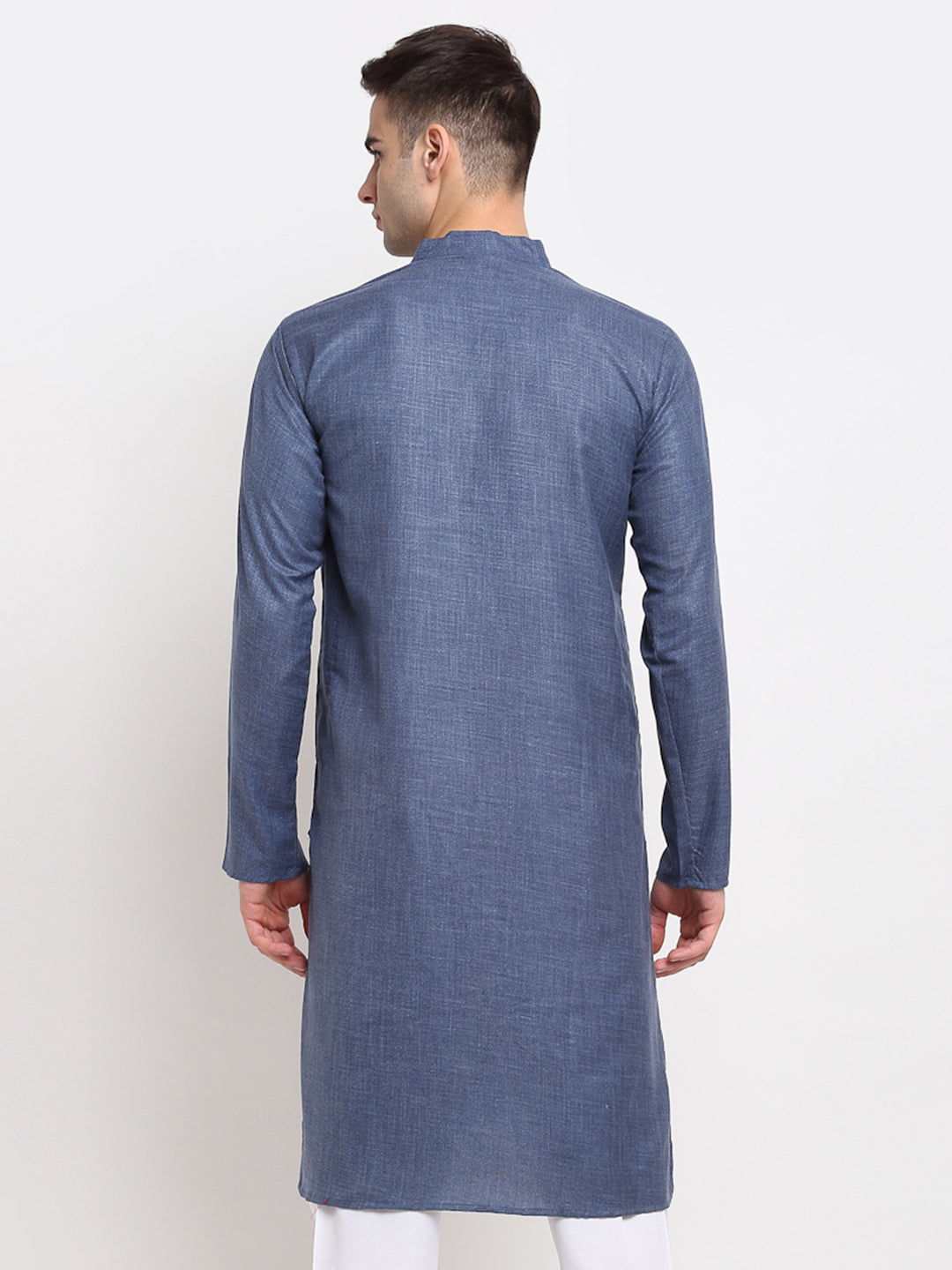 Jompers Men's Solid Cotton Kurta - Dark-Grey - Distacart