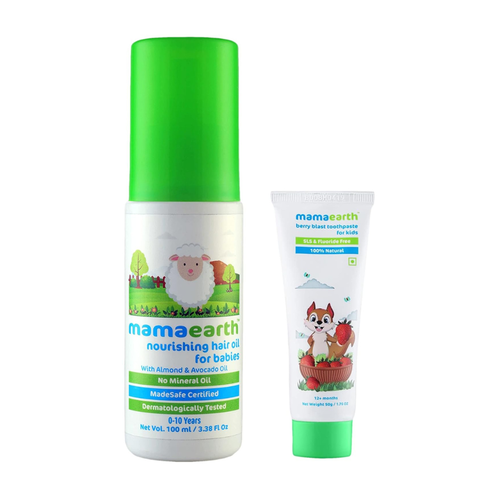 Mamaearth Toothpaste + Hair Oil For Kids Combo Pack