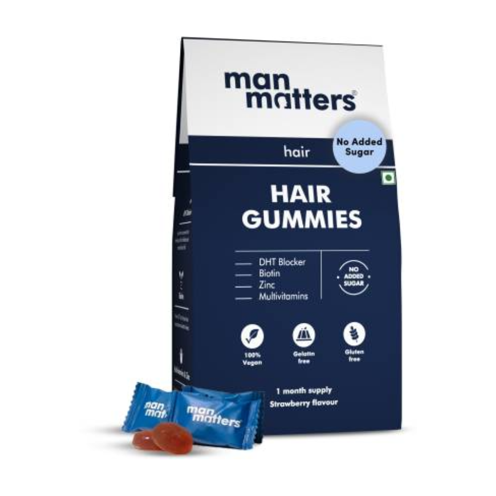 Man Matters Biotin Nourish Hair Gummies With Multivitamins (Sugar Free) - Strawberry Flavor With Zinc & Multivitamins