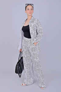 Thumbnail for Bluebird Women's Printed Co-ord Set Black and White
