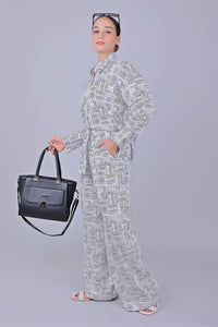 Thumbnail for Bluebird Women's Printed Co-ord Set Black and White