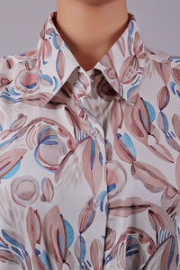 Thumbnail for Bluebird Women's White Peach Printed Satin Shirt