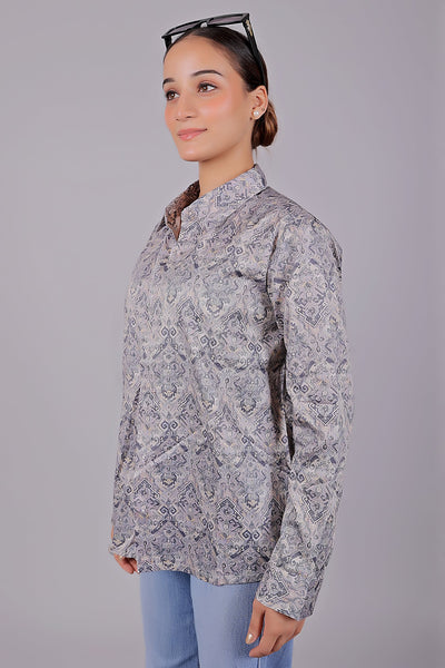 Bluebird Women's Grey Printed Satin Shirt