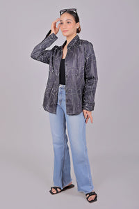 Thumbnail for Bluebird Women's Black Printed Satin Shirt