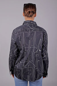 Thumbnail for Bluebird Women's Black Printed Satin Shirt