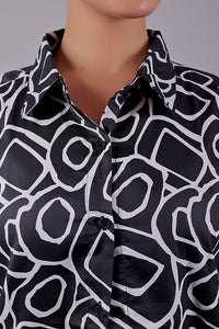 Thumbnail for Bluebird Women's Black Print Satin Shirt
