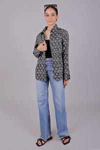 Thumbnail for Bluebird Women's Black Printed Satin Shirt