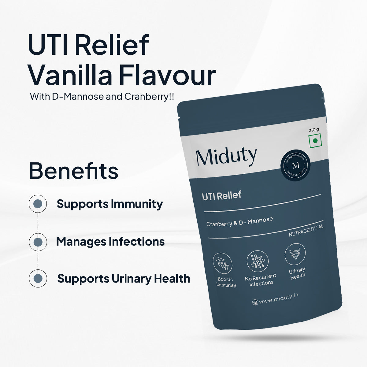 Miduty by Palak Notes UTI Relief with D-Mannose And Cranberry-Vanilla Flavor - Distacart