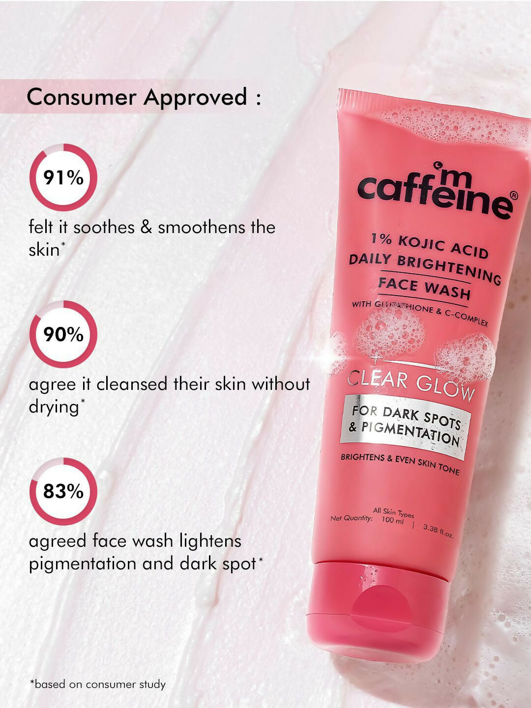 mCaffeine Clear Glow 1% Kojic Acid Daily Brightening Face Wash For Dark Spots & Pigmentation