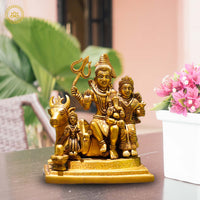 Thumbnail for Brass Shiva Family Statue - Divine Harmony of Lord Shiva, Parvati, and Ganesha - Distacart