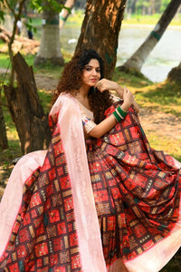 Thumbnail for Aastha Fashion Red Woven Cotton Blend Saree with Blouse - Distacart