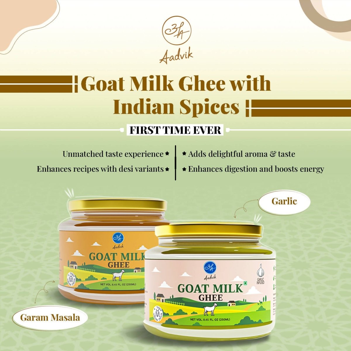 Aadvik A2 Goat Milk Ghee Infused with Garlic - Distacart