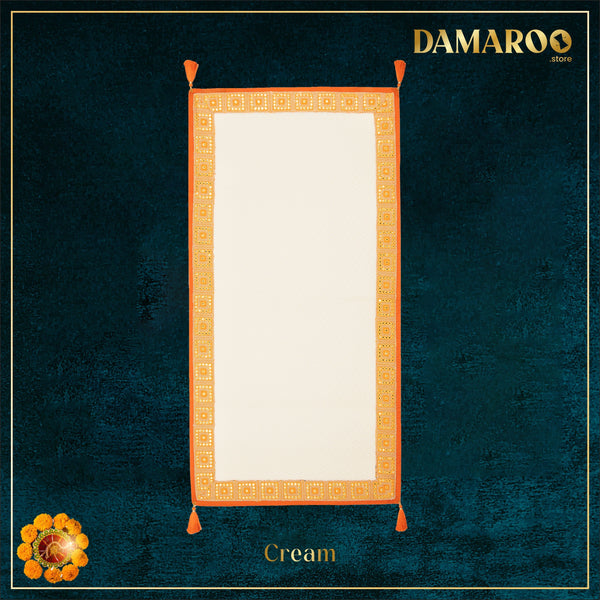 Buy Damaroo 2x4 ft | Artisanal Nylon Pooja Couple Mat | Kesariya Trim ...