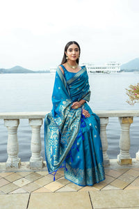 Thumbnail for Aastha Fashion Blue Woven Soft Silk Saree with Blouse - Distacart