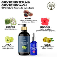 Thumbnail for Ivory Natural Grey Beard Combo (Serum + Beard Wash) For Early Graying Beard