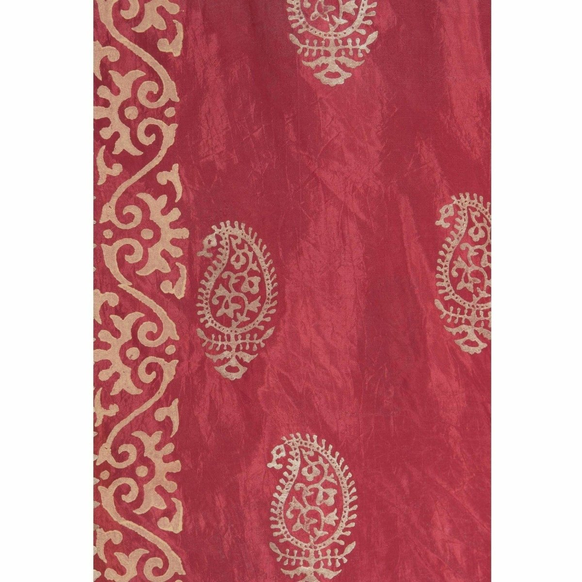 A R Silk Women's Gold Print Silk Mehroon Dupattas and Chunnis