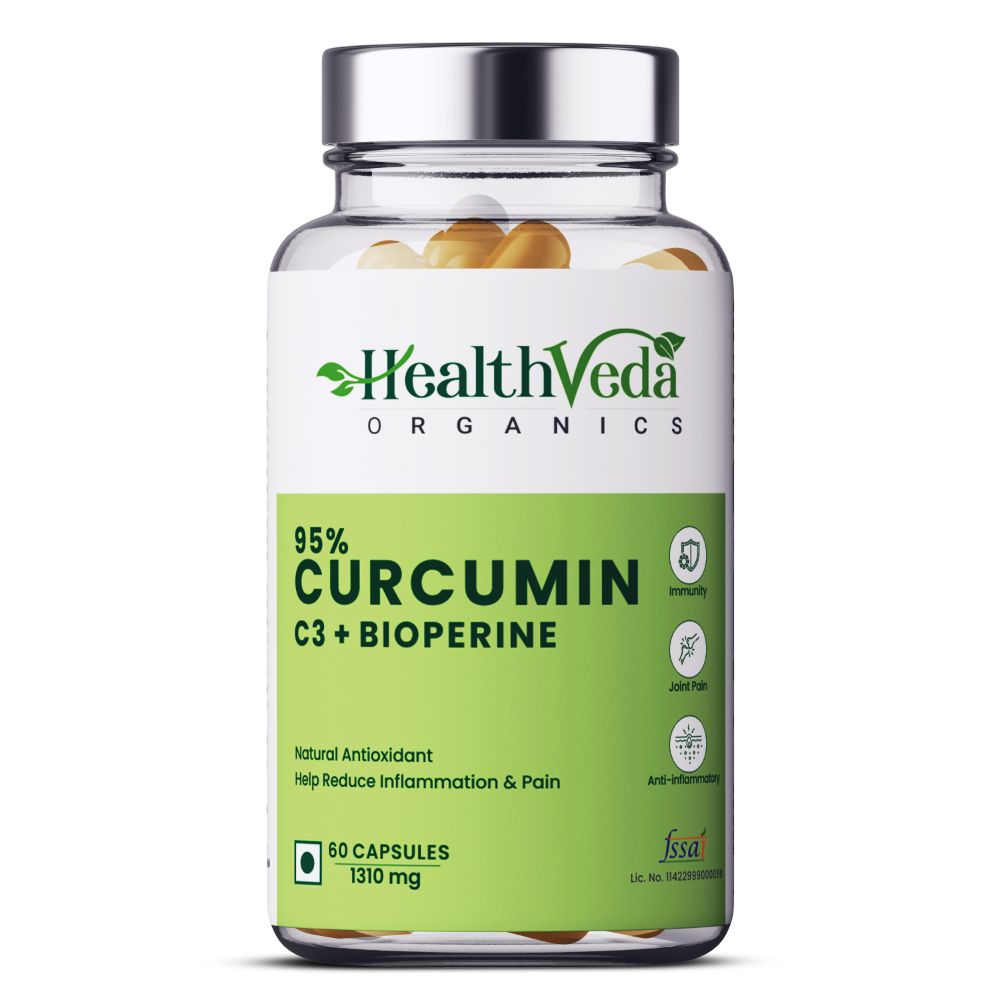 Health Veda Organics Curcumin C3 + Bioperine Capsules - Distacart