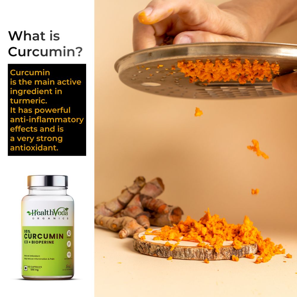 Health Veda Organics Curcumin C3 + Bioperine Capsules - Distacart