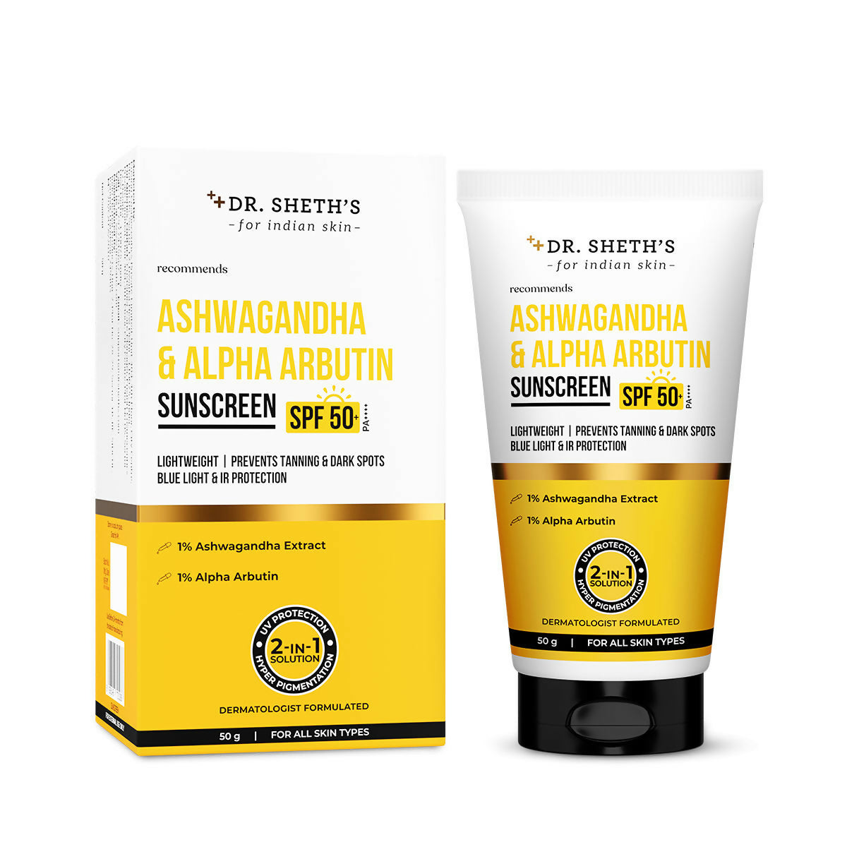 Buy Dr. Sheth's Ashwagandha & Alpha Arbutin Sunscreen SPF 50+ PA ...