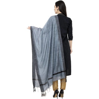 Thumbnail for A R Silk Black Temple border Regular Dupatta Color Gray Dupatta or Chunni