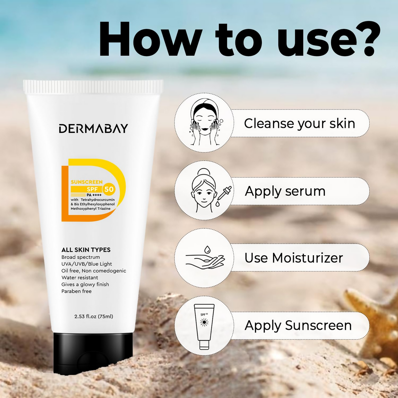 Buy Dermabay Sunscreen SPF 50 PA++++ Online at Best Price | Distacart