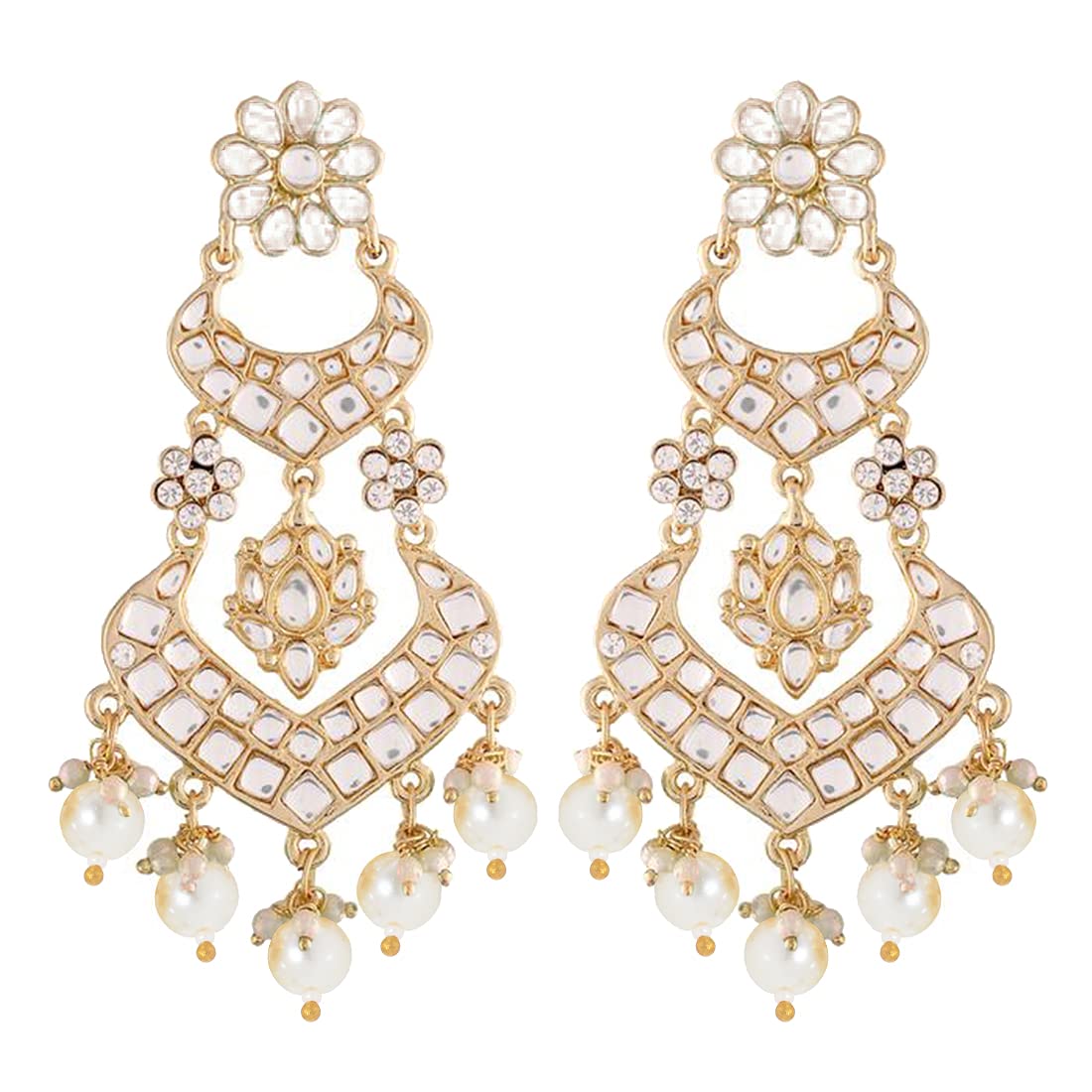 18K Alloy with Pearl Love Drop Earring for Women, White - Wahe Jewels