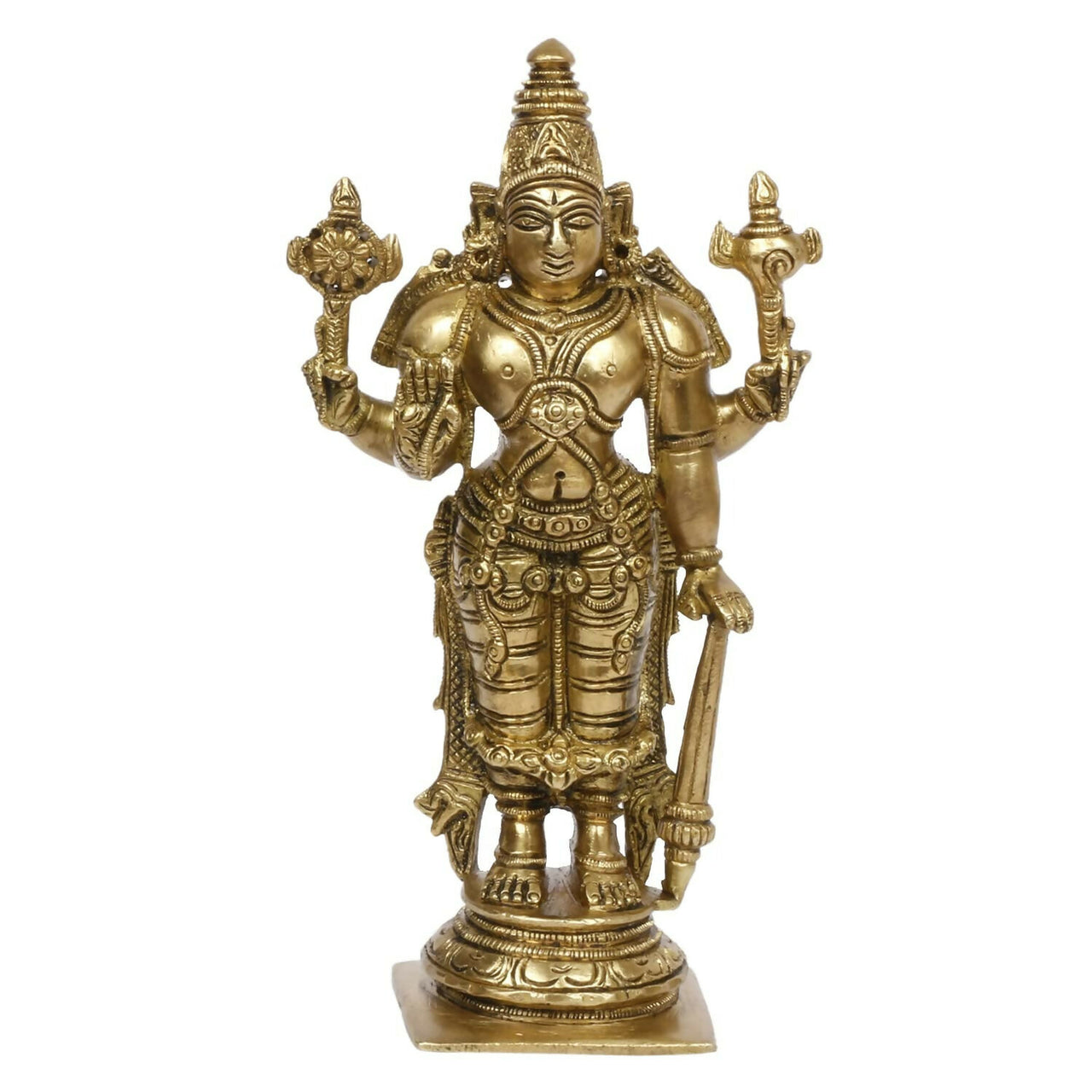 Artvarko Brass Lord Bhagwan Vishnu Narayana With Shankh Chakra Idol - Distacart