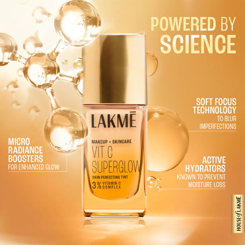 Lakme Vitamin C Superglow Skin Perfecting Tint with 3% Vit C - Cool Walnut