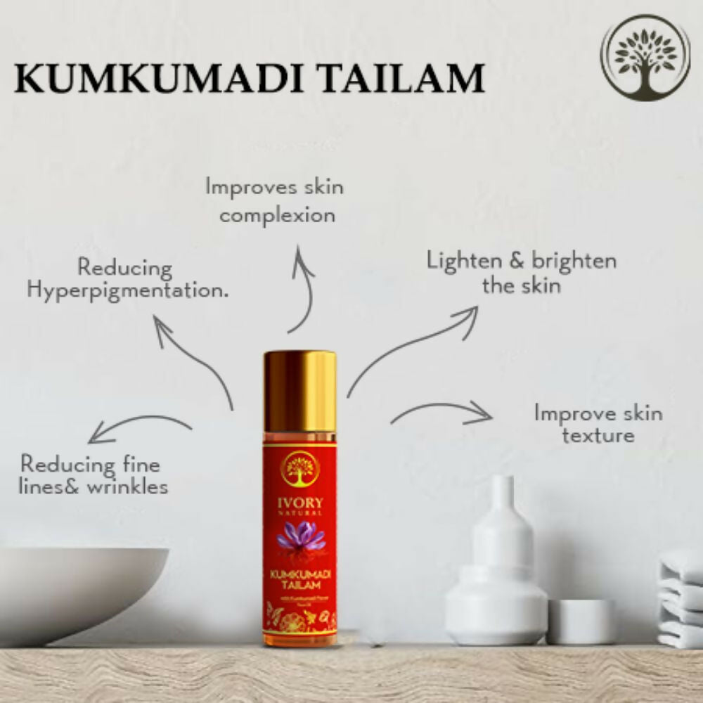 Ivory Natural Kumkumadi Tailam Face Oil - Saffron And Lotus Essence For Skin Revitalization - Distacart