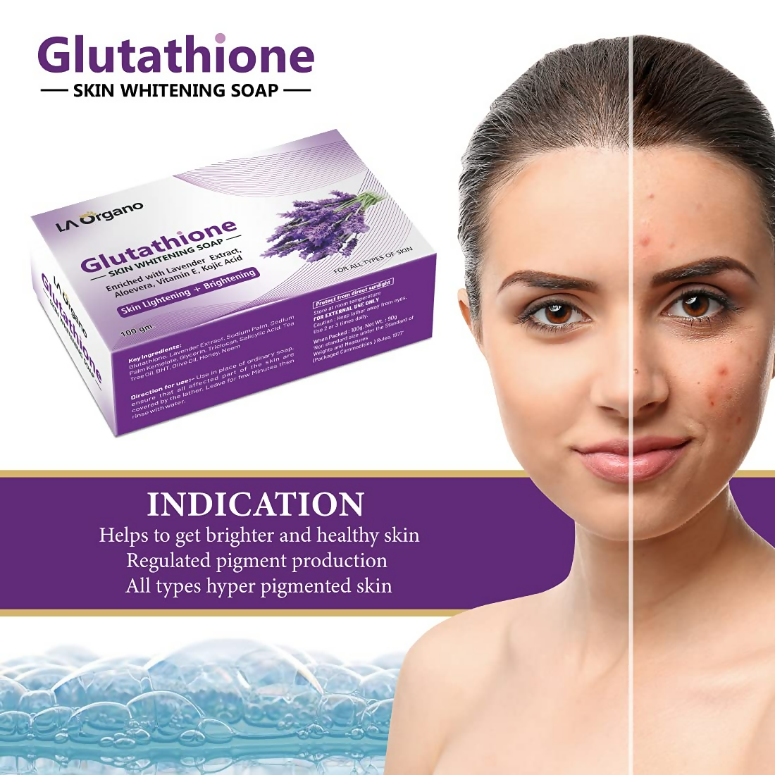 LA Organo Glutathione Lavender Skin Whitening Soap