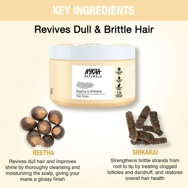 Nykaa Naturals Reetha & Shikakai Hair Mask for Damage Repair & Sulphate-Free - Distacart