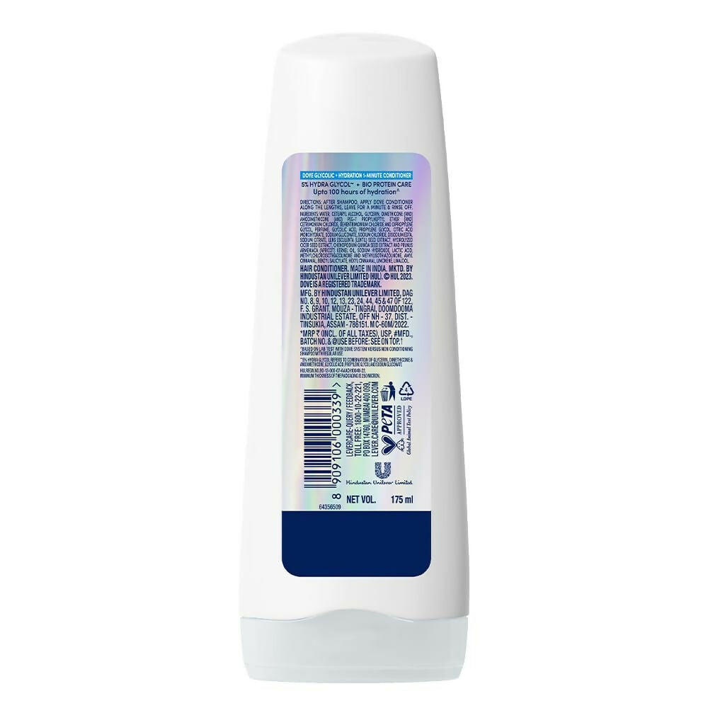 Dove Glycolic + Hydration Conditioner With 5% Hydra-Glycol For Upto 100 Hours Of Hydrated, Fluid Hair