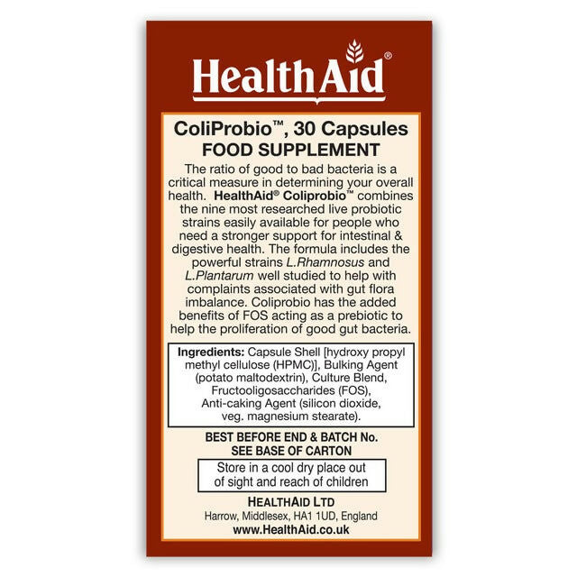 HealthAid ColiProbio 30 Billion Probiotic Capsules - Distacart