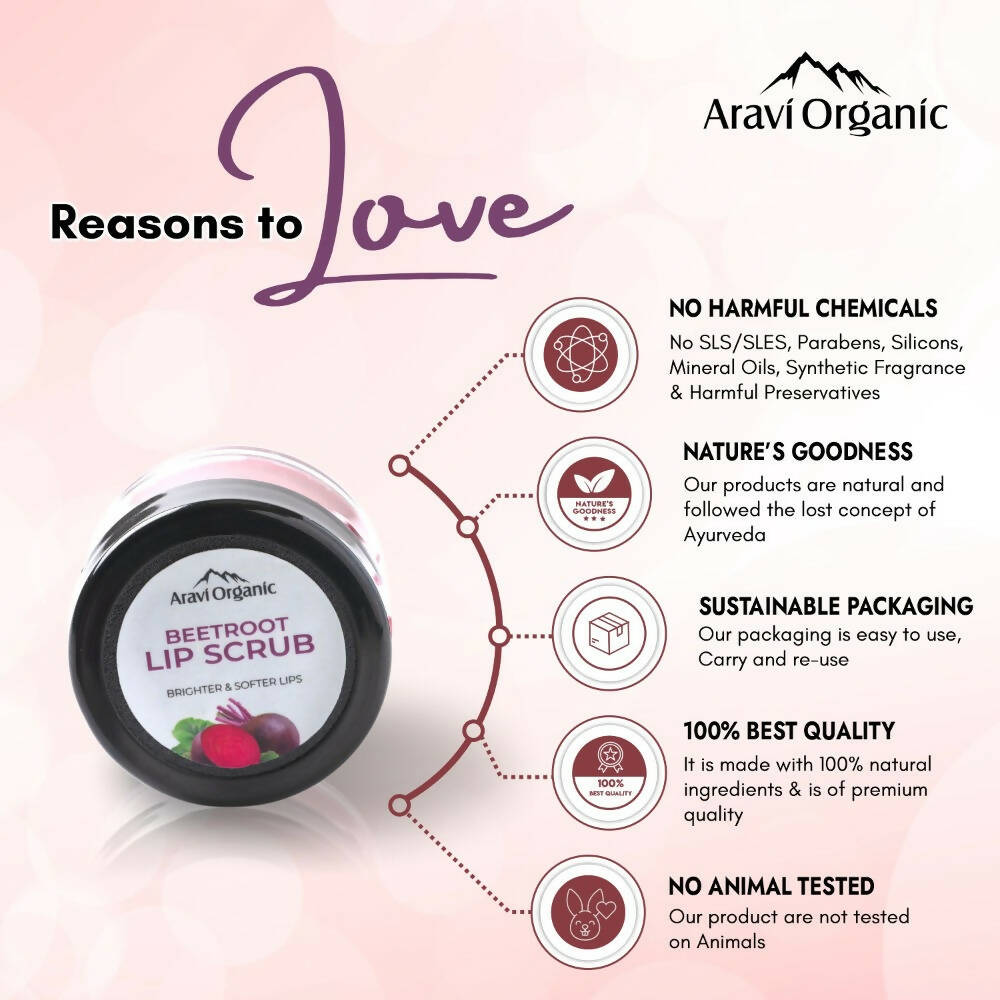 Aravi Organic Beetroot Lip Lightening Scrub Balm - Distacart