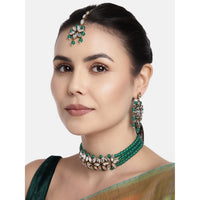 Thumbnail for 18k Gold Plated Kundan & Pearl Beaded Choker Set for Women/Girls - Wahe Jewels