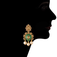 Thumbnail for 18k Gold Plated Green Meenakari Choker Set Glided With Pearls For Women/Girls - Wahe Jewels