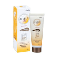 Thumbnail for Cipla Rivela Lite Weightless Mousse Broad Spectrum UVA/UVB Sunscreen, Bronze SPF 50+ - Distacart